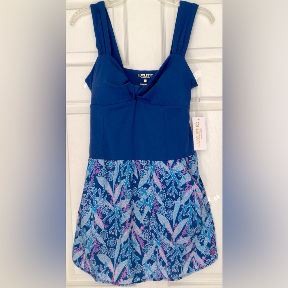 Lilly Pulitzer Luxletic Carys Romper Barton Bluestar Glazing New In Package